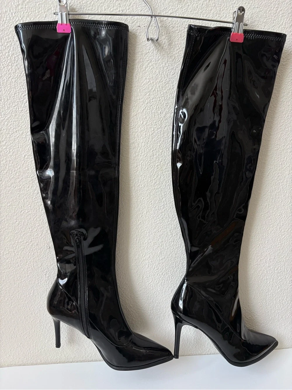 Nordstrom Black Patent Over-the-Knee Stiletto Boots 9.5